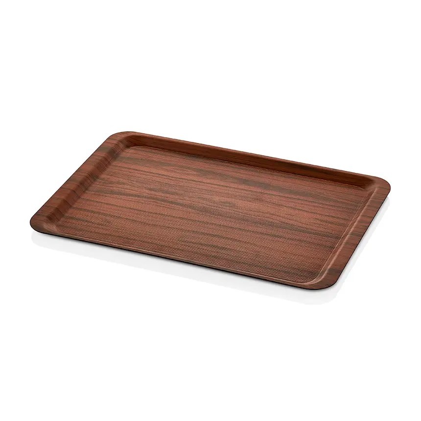 Thermoset Lamine Kaymaz Dikdörtgen Tepsi Ceviz EN.1/1 - 37 x 53 cm-Kırılmaz Sürahi ve Tepsiler - Demasan
