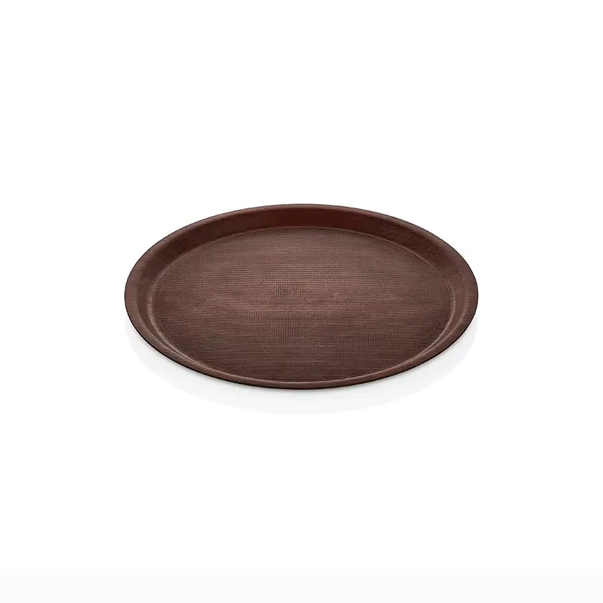 Thermoset Lamine Kaymaz Yuvarlak Tepsi Maun Ø 33 cm-Kırılmaz Sürahi ve Tepsiler - Demasan
