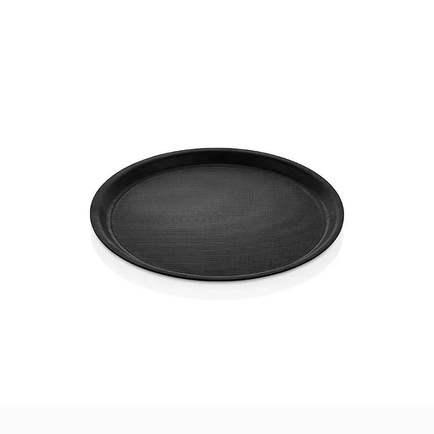 Thermoset Lamine Kaymaz Yuvarlak Tepsi Ø 33 cm - Siyah-Kırılmaz Sürahi ve Tepsiler - Demasan
