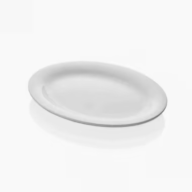 Thermoset Soft Oval Tabak 29 x 23 cm - Porselen Beyazı-Kırılmaz Tabaklar - Demasan
