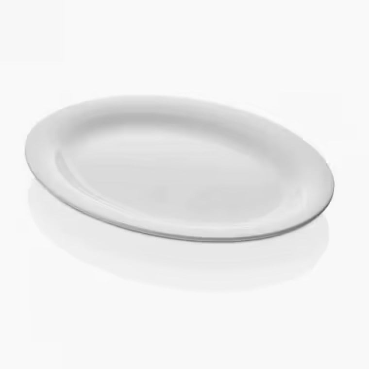 Thermoset Soft Oval Tabak 34 x 26 cm - Porselen Beyazı-Kırılmaz Tabaklar - Demasan

