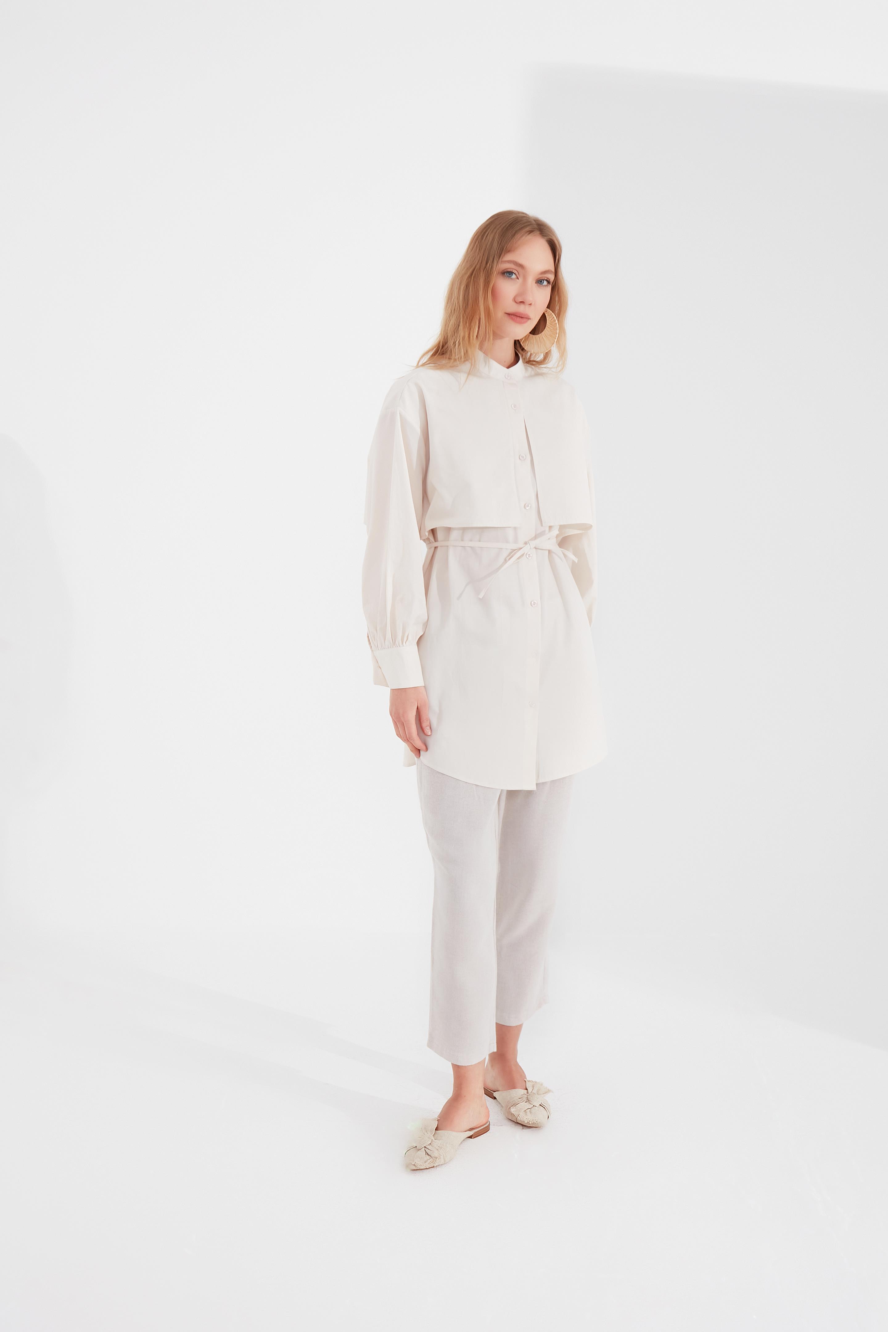 Rüzgarlıklı Gömlek Ekru