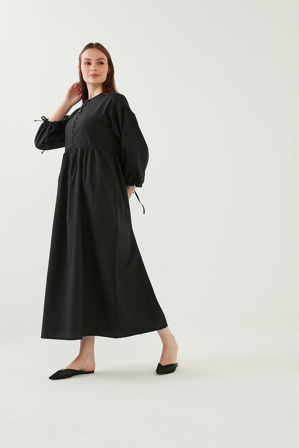 YAZ Pamuk Elbise Siyah