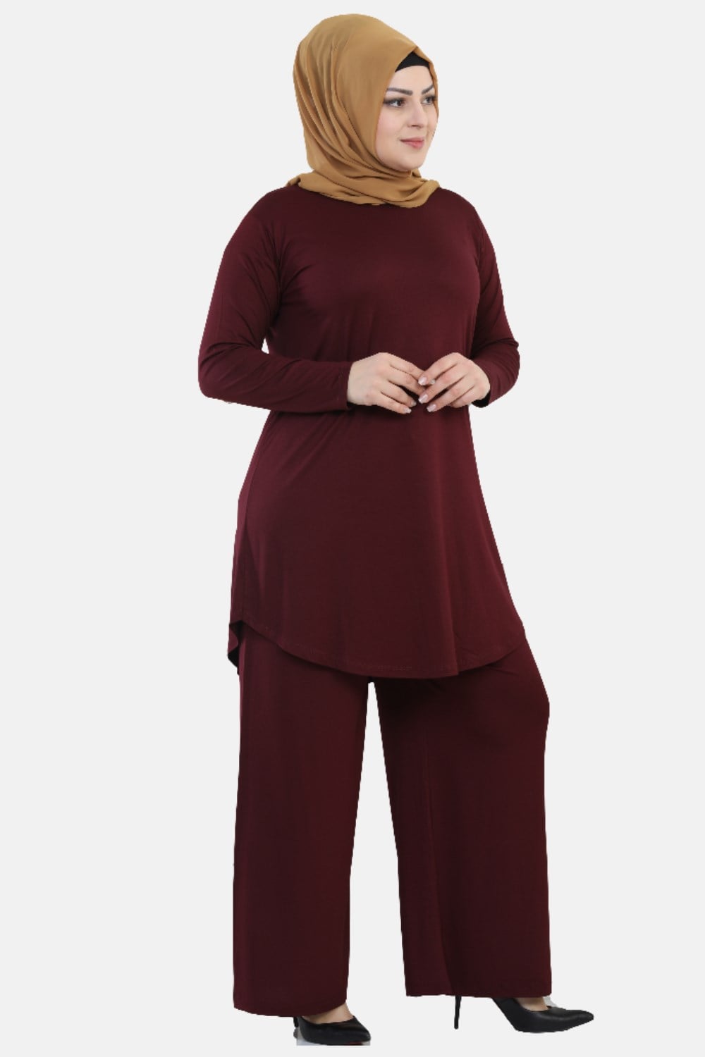 Bordo Turlu Viskon Penye Takım