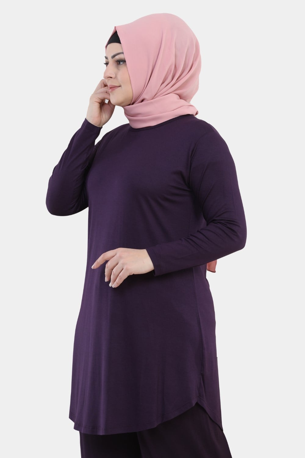 Mürdüm Turlu Viskon Penye Tunik