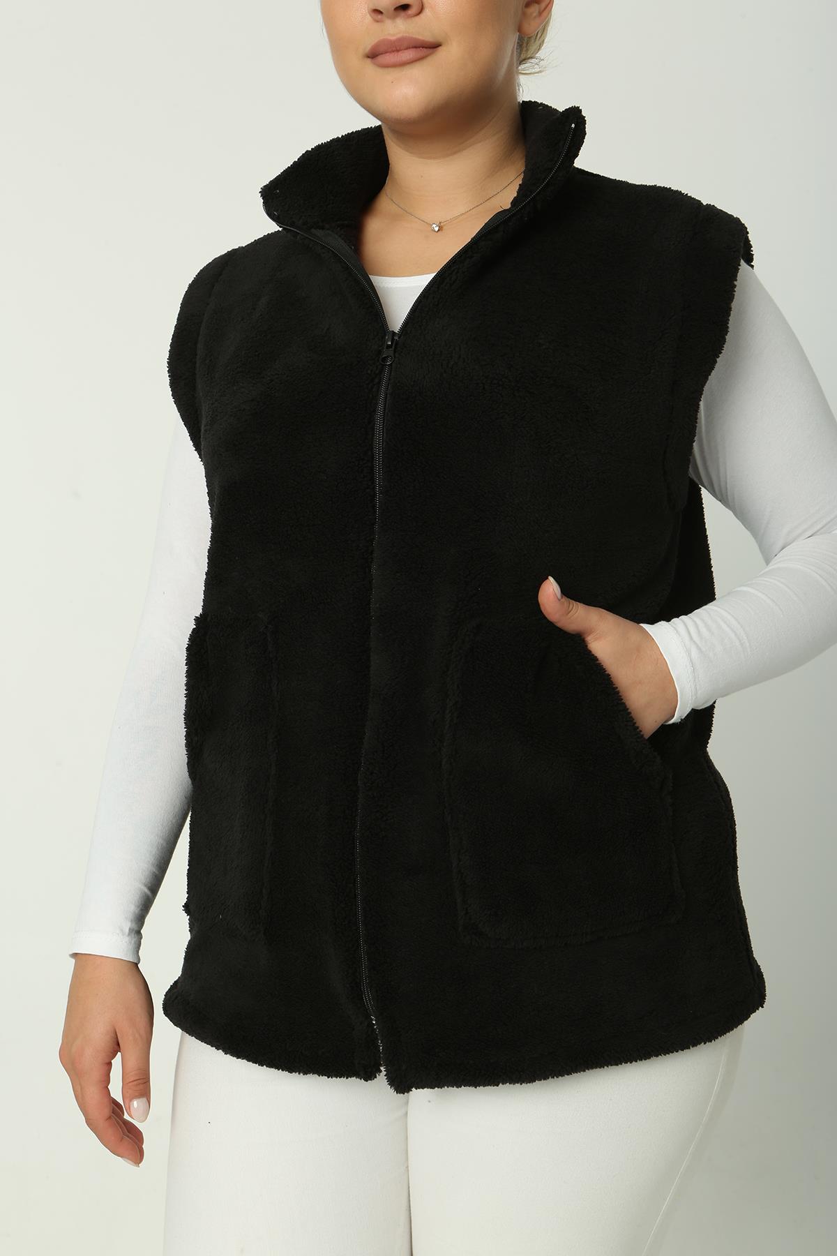 Peluş Yelek Siyah