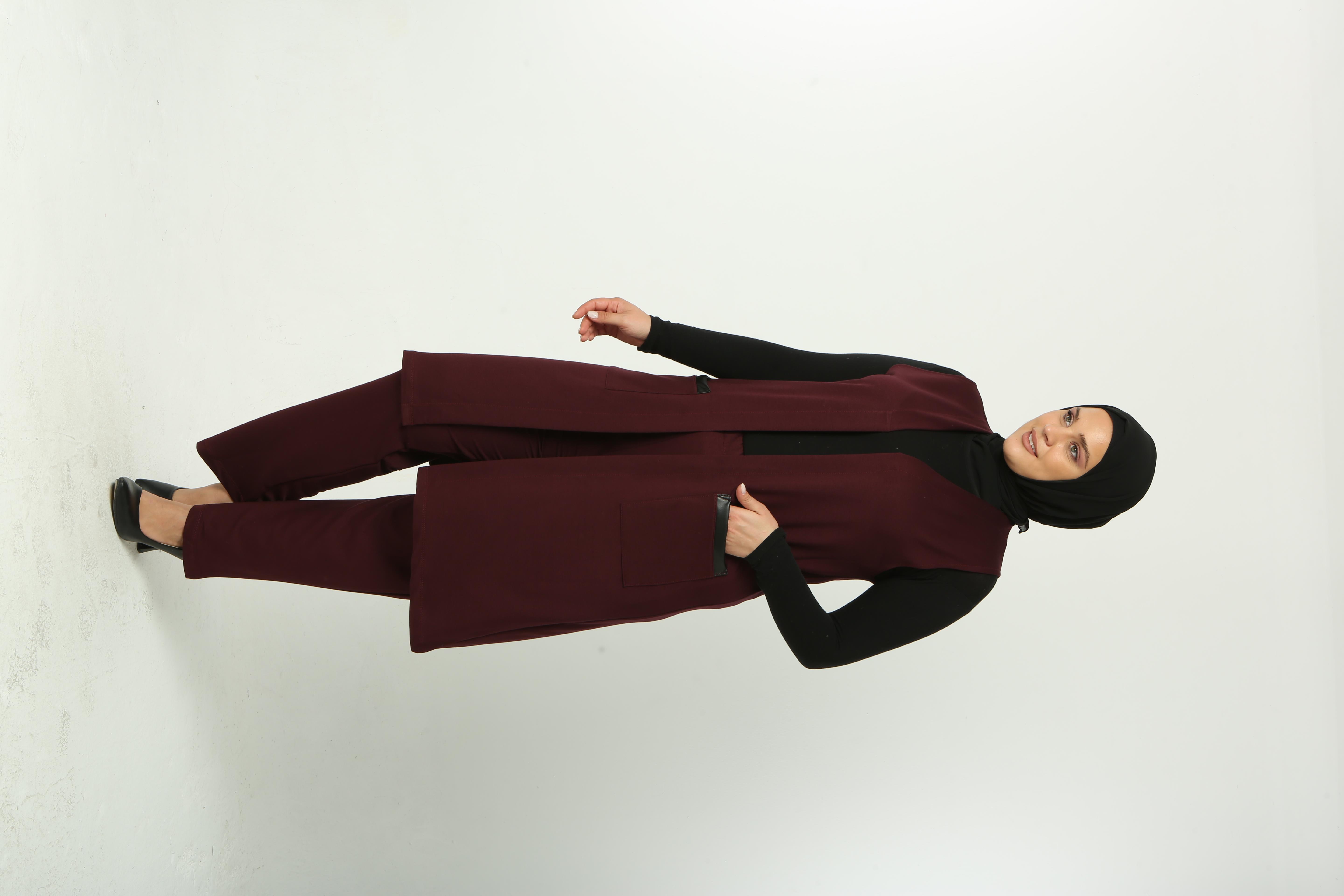 Yelek Pantolon İkili Takım Bordo