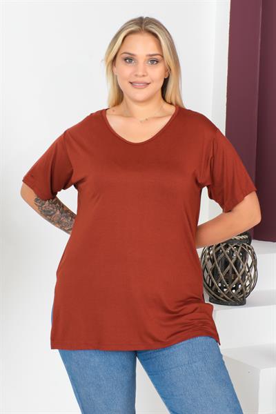 Tarçın Büyük Beden Penye Bluz  T-Shirt