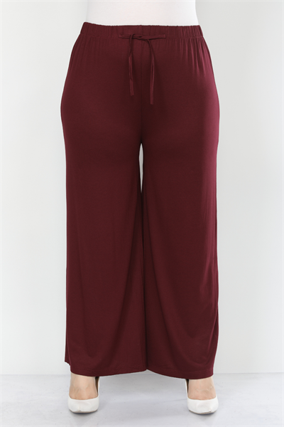 Bordo Turlu Viskon Penye Pantolon