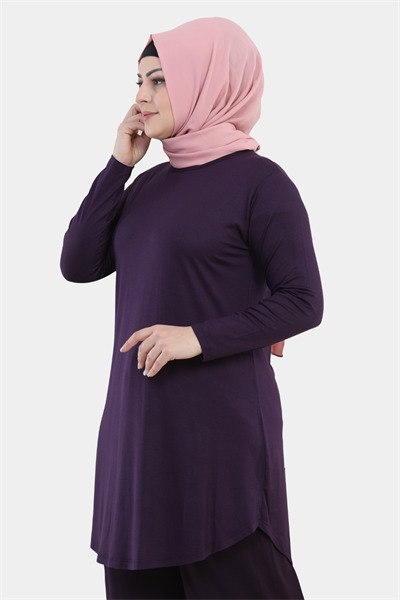 Mürdüm Turlu Viskon Penye Tunik