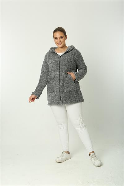 Peluş Hırka Gri