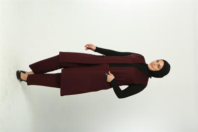 Yelek Pantolon İkili Takım Bordo