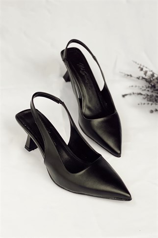 Angela Siyah Cilt Topuklu Ayakkabı 