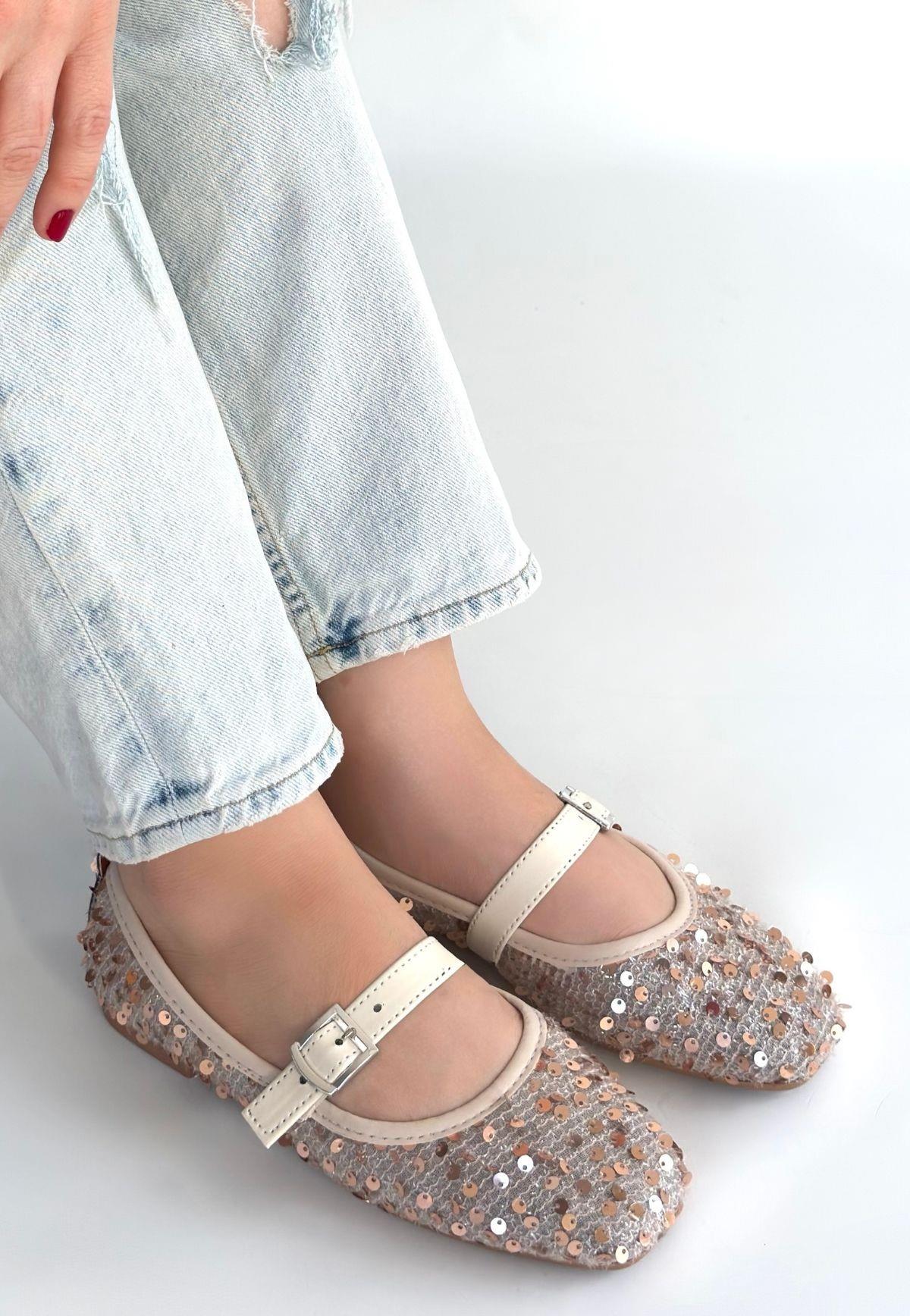 Moden Bej Süet Babae Ayakkabı