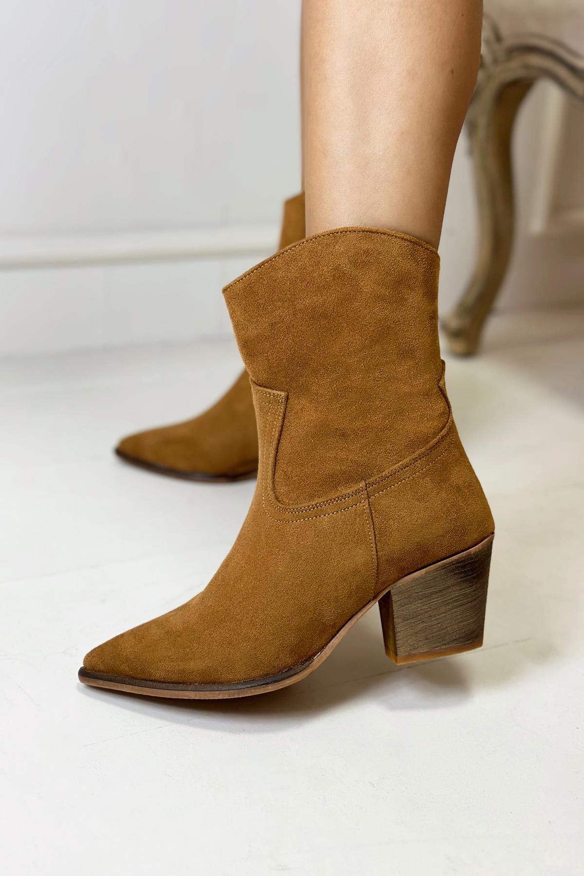 Wozo Taba Süet Topuklu Bot 