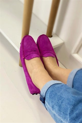 Feed Fuşya Hakiki Süet Babet