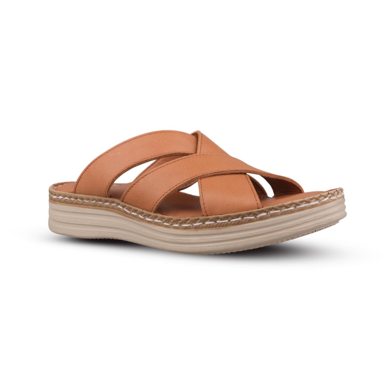 Günlük Terlik - Taba, Deri