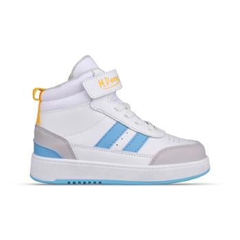 Büyük Çocuk Bağcıklı / Velcro Beyaz-Mavi Sneaker Bot