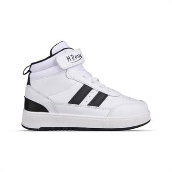 Büyük Çocuk Bağcıklı / Velcro Beyaz-Siyah Sneaker Bot
