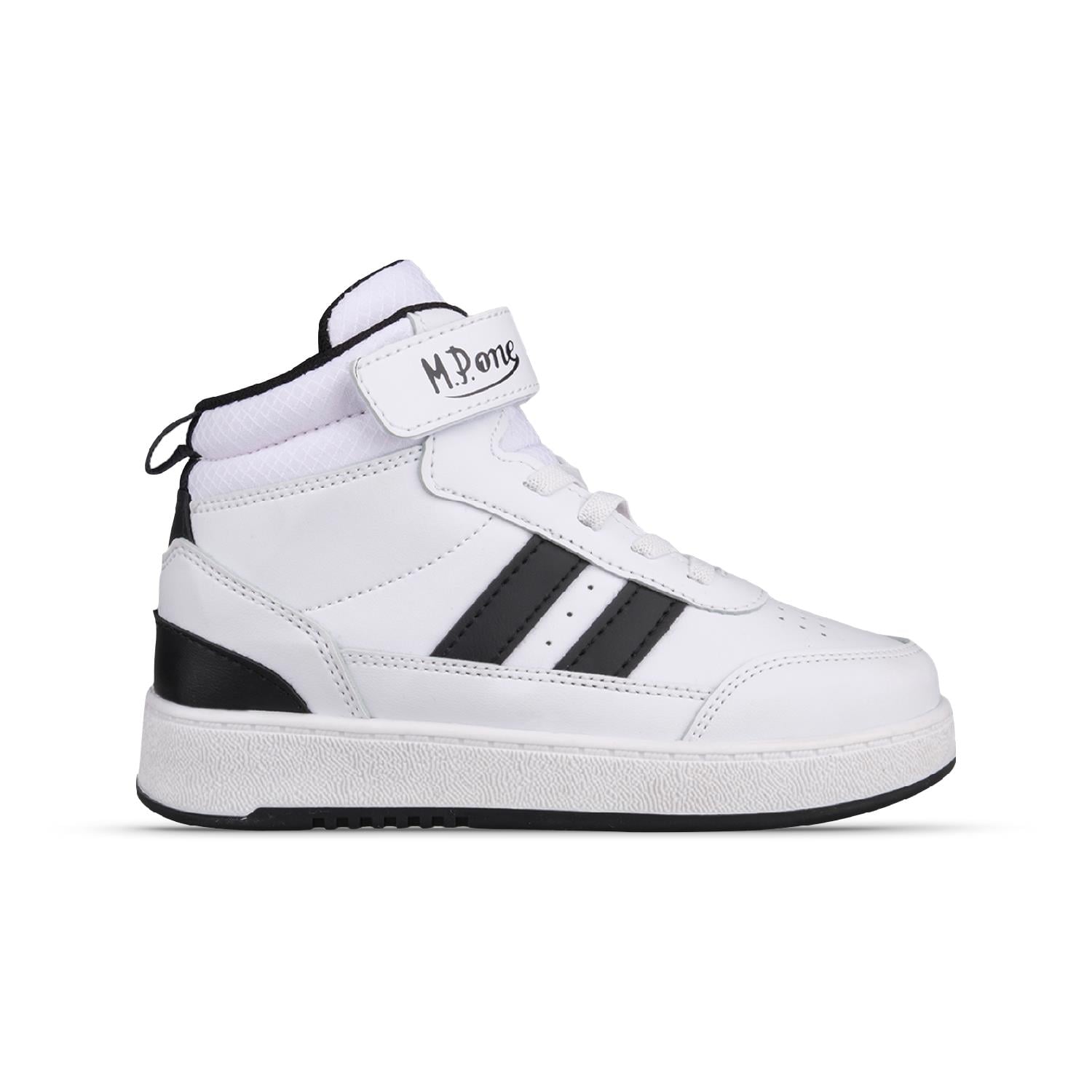 Büyük Çocuk Bağcıklı / Velcro Beyaz-Siyah Sneaker Bot