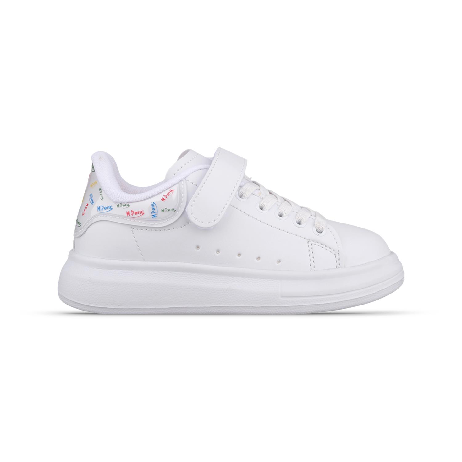 Büyük Çocuk Bağcıklı / Velcro Beyaz Sneaker
