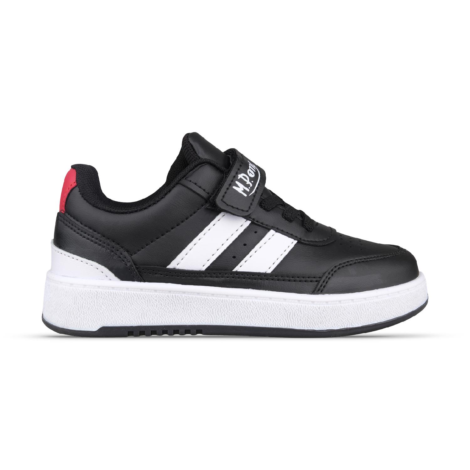 Büyük Çocuk Bağcıklı / Velcro Siyah-Beyaz Sneaker