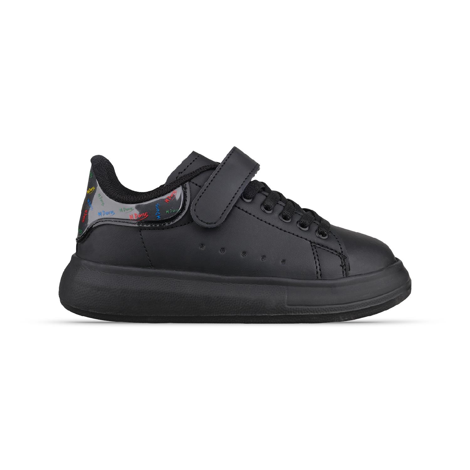 Büyük Çocuk Bağcıklı / Velcro Siyah Sneaker