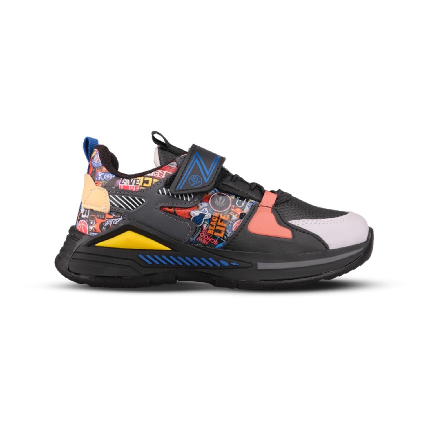 Büyük Çocuk Bağcıklı / Velcro Siyah Sneaker