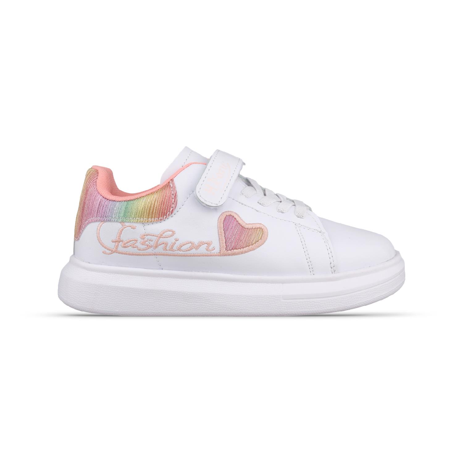 Büyük Kız Çocuk Bağcıklı / Velcro Beyaz Sneaker