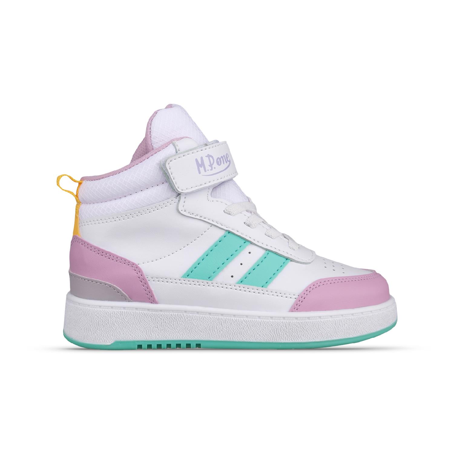 Büyük Kız Çocuk Bağcıklı / Velcro Beyaz-Mor Sneaker Bot