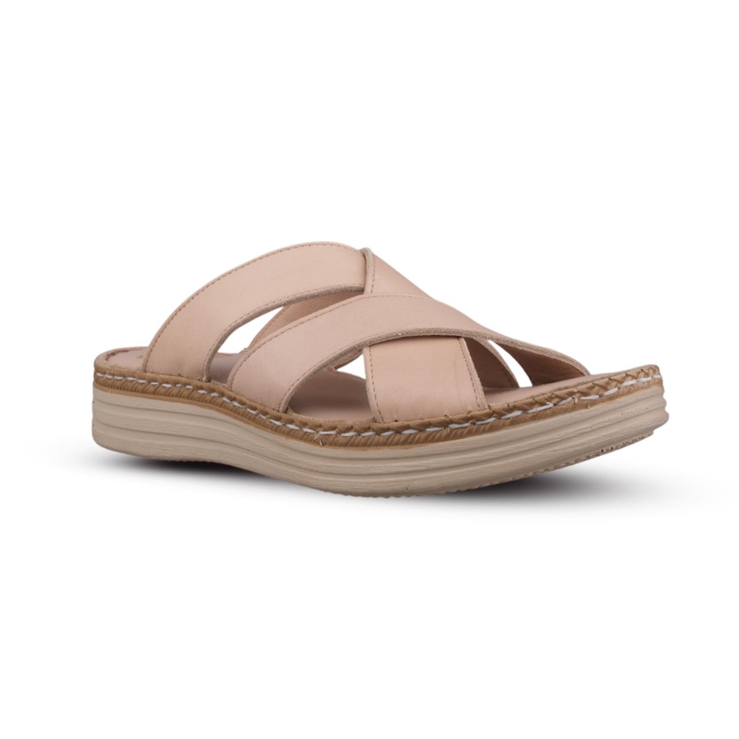 Günlük Terlik - Bej, Deri