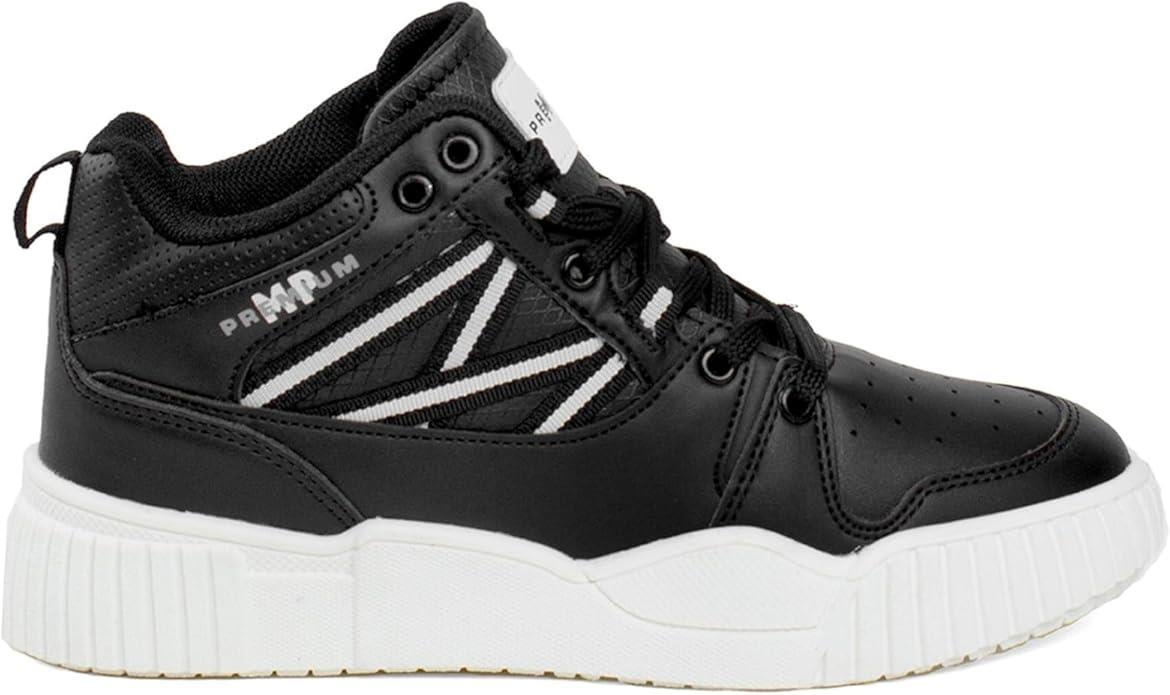 Kadın Bağcıklı Siyah-Beyaz Sneaker