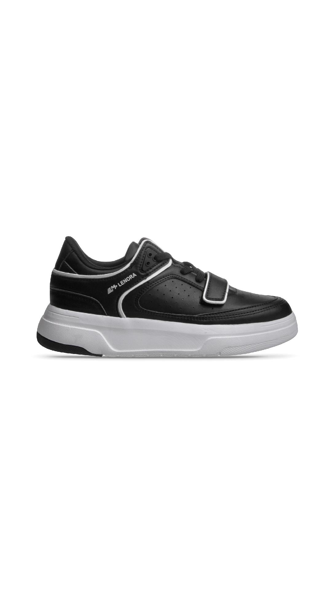 Kadın Bağcıklı / Velcro Siyah-Beyaz Sneaker