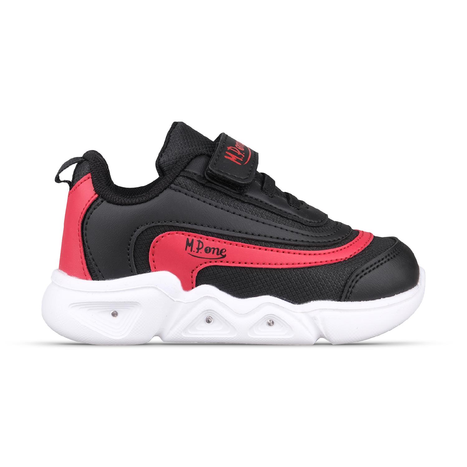 Küçük Kız Çocuk Velcro Siyah-Kırmızı Sneaker