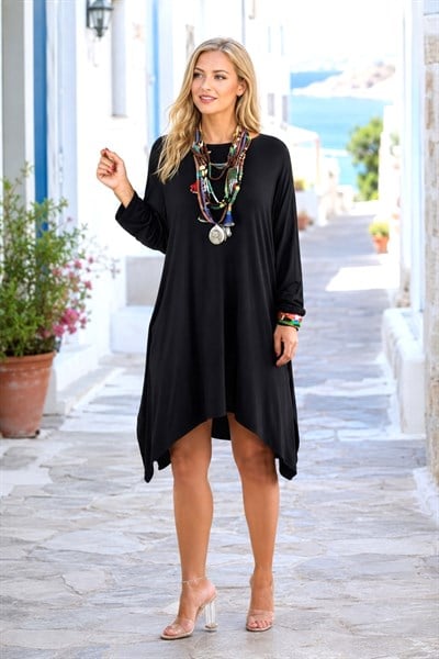 Siyah Penye Tunik Elbise