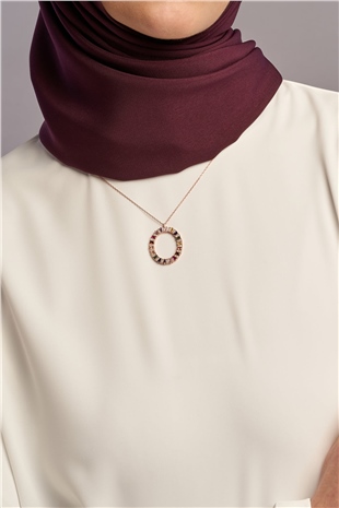 O Harfli Trend Baget Renkli Doğal Zirkon Taşlı 14 Ayar Rose Altın Kaplama 925 Ayar Kadın Gümüş Kolye