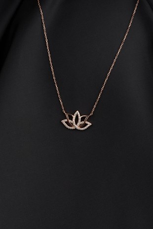 Lotus Çiçeği Motifli Gümüş Kolye