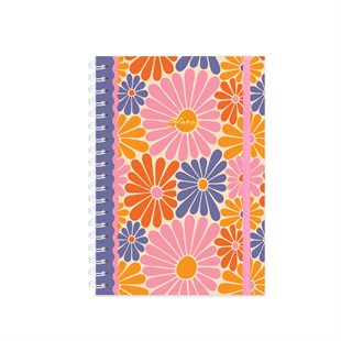 Limited Edition Spiralli Defter Çiçekler Pembe 19x25