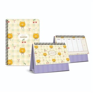 Süresiz Ajanda & Masaüstü Planlayıcı Sert Kapak 2’li Set – Sarı