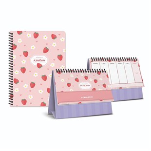 Süresiz Ajanda & Masaüstü Planlayıcı Sert Kapak 2’li Set – Pembe