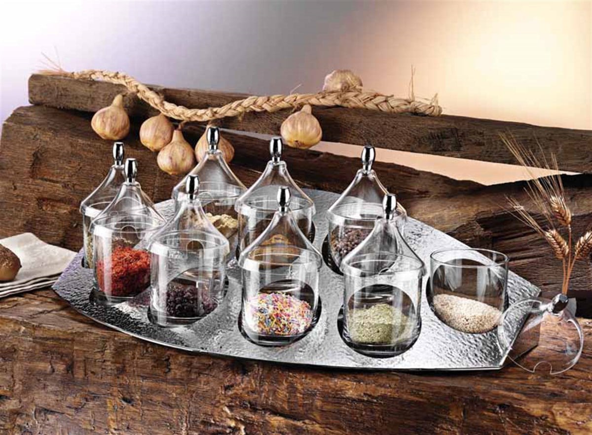 Baharatlık Oval-9 Yuvalı (Cam ve Kapak Dahildir) BAKIR