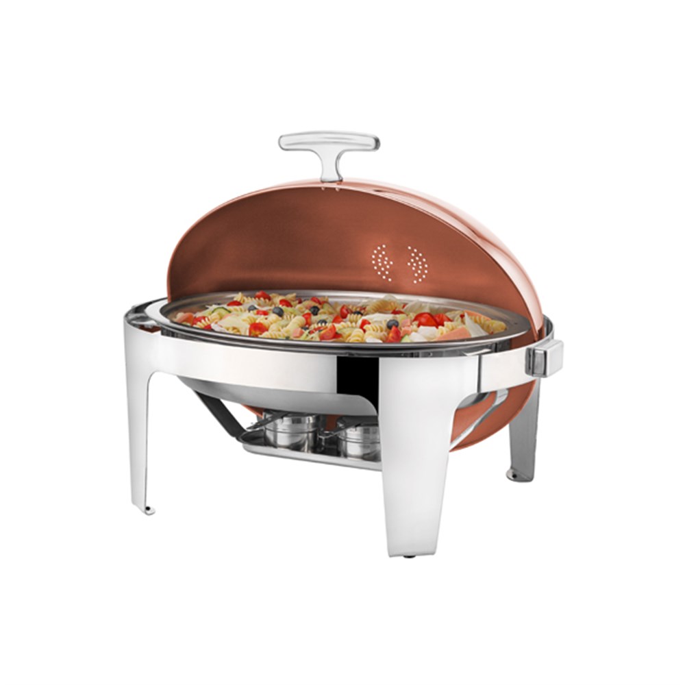 Deluxe Copper Oval Rolltop Cha.Dish Jel Yakıtlı