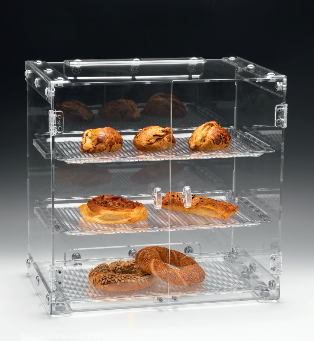 3 KATLI KAPAKLI,POLYCARBONAT TEPSİLİ TEŞHİR STANDI