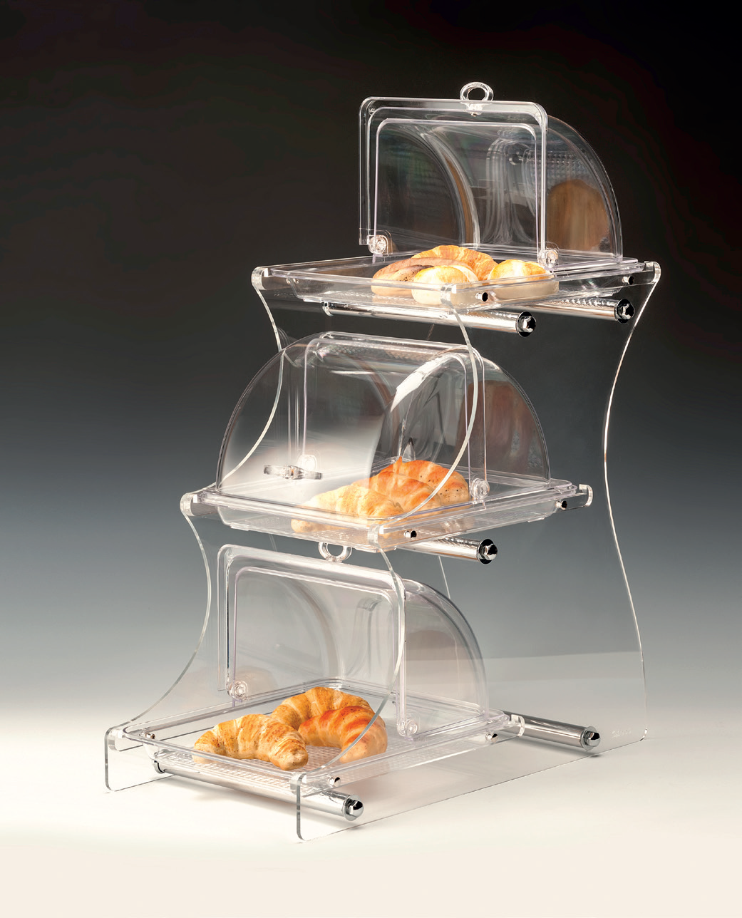 3 KATLI POLYCARBONAT GN 1/2 FANUSLU TEŞHİR STANDI