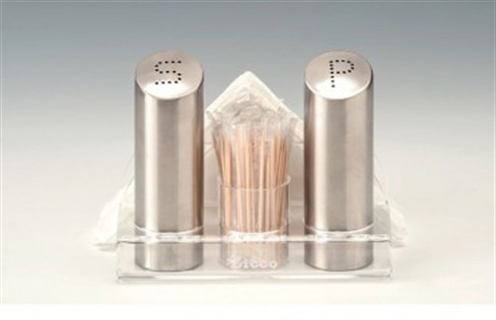 AKRİLİK STANDLI TUZ, BİBER, KÜRDAN, PEÇETELİK TAKIM 15 X 10,5 X H:12 Cm