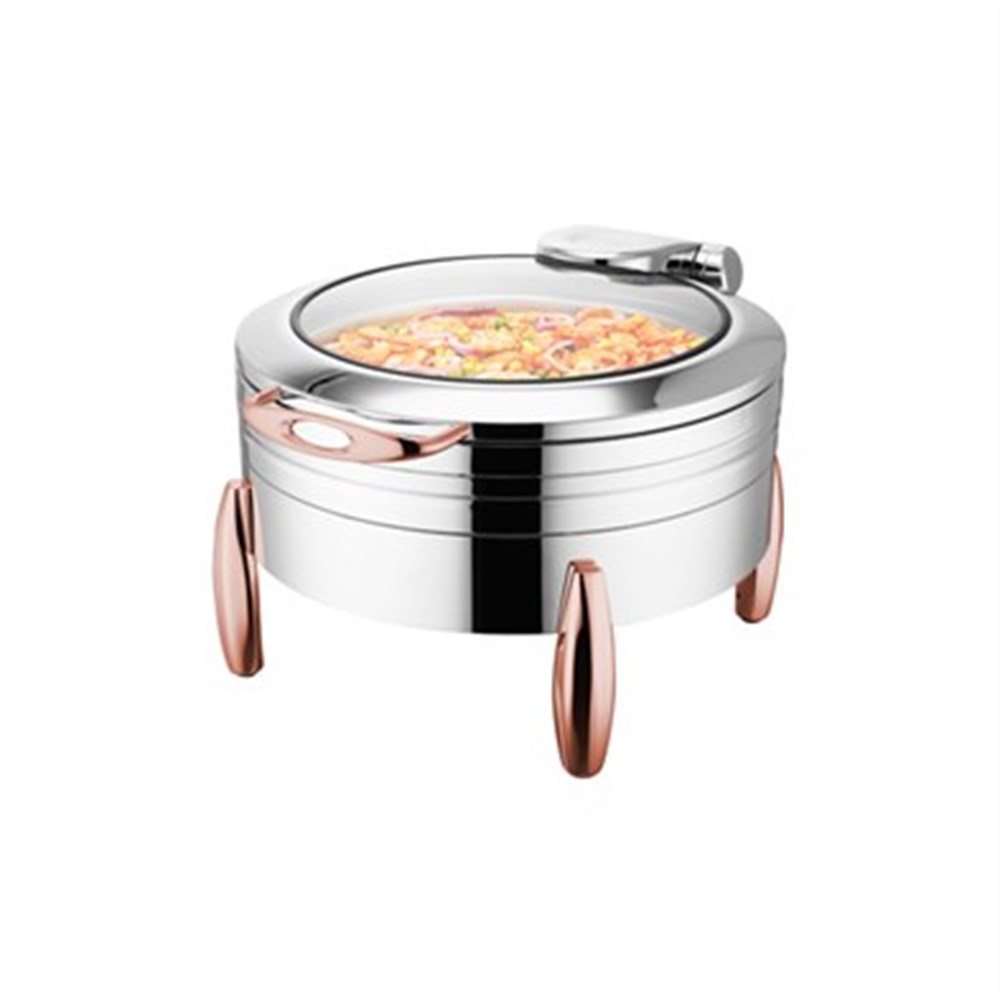 Milano Copper Yuvarlak Chafing Dish Jel Yakıtlı