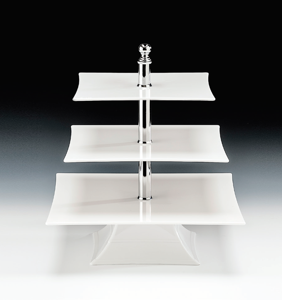 POLYCARBONAT TEPSİLİ 3  KATLI TEŞHİR STANDI(25-30-35 CM ) ŞEFFAF