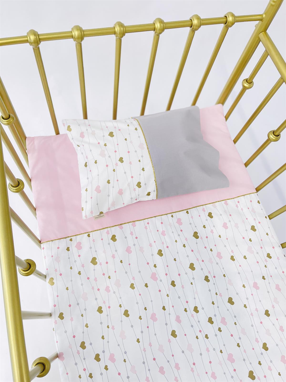 Pembe Kalpler Gold Nevresim Takımı | Nevresim Takımı Fiyatları - zeynebeli.com