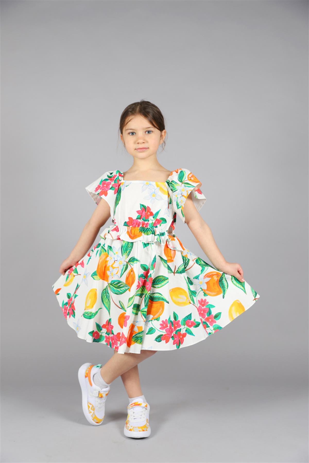 04-12 Yaş Kız Çocuk Renkli Lemons Elbise - Ugly Duck