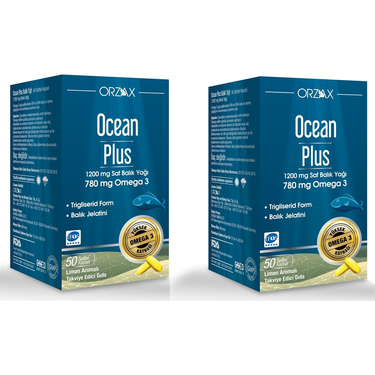Ocean 500 Mg 60 Kapsül Balık Yağı 2 Adet | ORZAX - Vitamin & Mineral